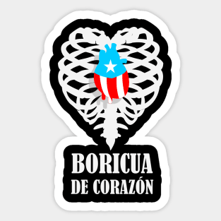 Boricua Flag Heart X-Ray Text Sticker